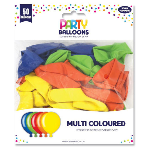 Picture of PARTY LATEX BALLOONS MULTI COLOURED 50 PACK - 11 INCH